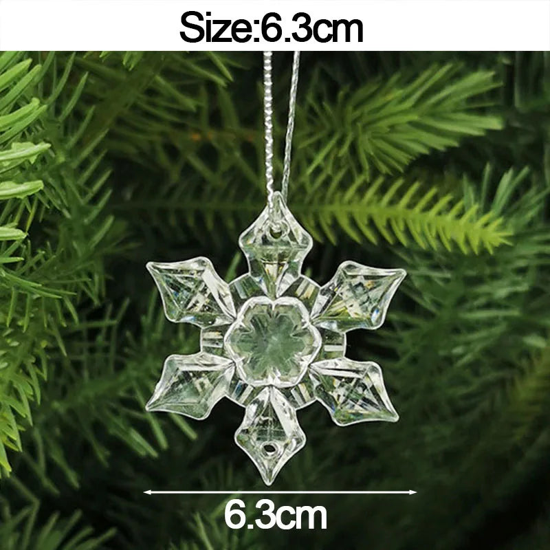 Christmas Crystal Acrylic Hanging Ornaments – 5pcs Snowflake & Elk Décor, New Year Gift