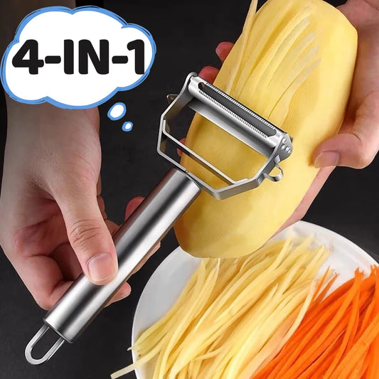 Multi-Function 4-in-1 Veg Peeler & Grater – Premium Stainless Steel Kitchen Too