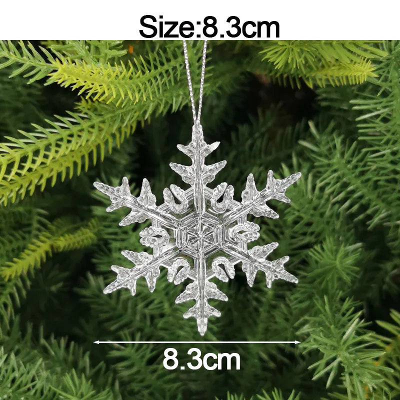 Christmas Crystal Acrylic Hanging Ornaments – 5pcs Snowflake & Elk Décor, New Year Gift