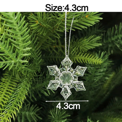 Christmas Crystal Acrylic Hanging Ornaments – 5pcs Snowflake & Elk Décor, New Year Gift