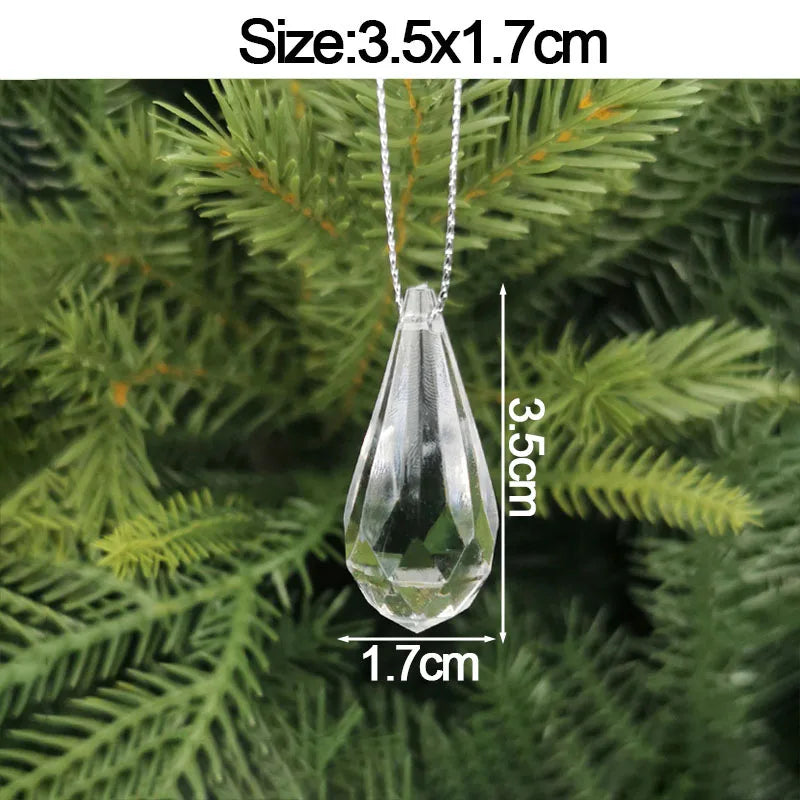 Christmas Crystal Acrylic Hanging Ornaments – 5pcs Snowflake & Elk Décor, New Year Gift