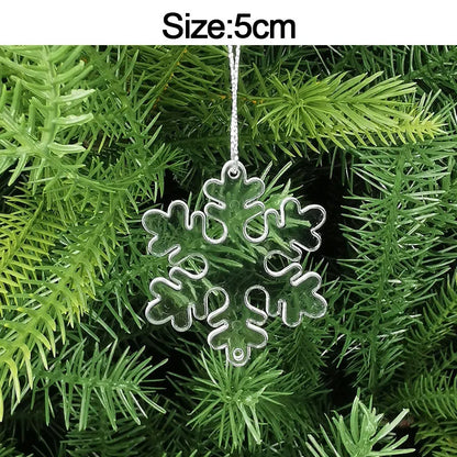 Christmas Crystal Acrylic Hanging Ornaments – 5pcs Snowflake & Elk Décor, New Year Gift