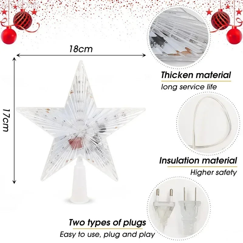 Shining LED Star for Christmas Tree Top – Radiant Xmas Night Light Decoration