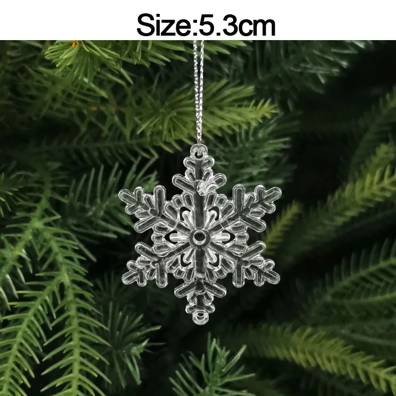 Christmas Crystal Acrylic Hanging Ornaments – 5pcs Snowflake & Elk Décor, New Year Gift