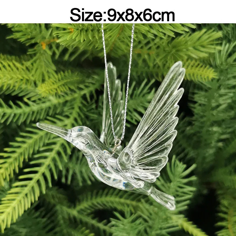 Christmas Crystal Acrylic Hanging Ornaments – 5pcs Snowflake & Elk Décor, New Year Gift