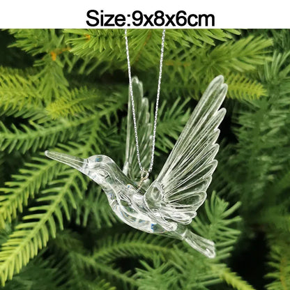 Christmas Crystal Acrylic Hanging Ornaments – 5pcs Snowflake & Elk Décor, New Year Gift