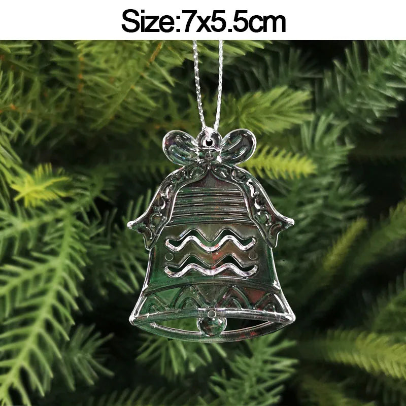 Christmas Crystal Acrylic Hanging Ornaments – 5pcs Snowflake & Elk Décor, New Year Gift