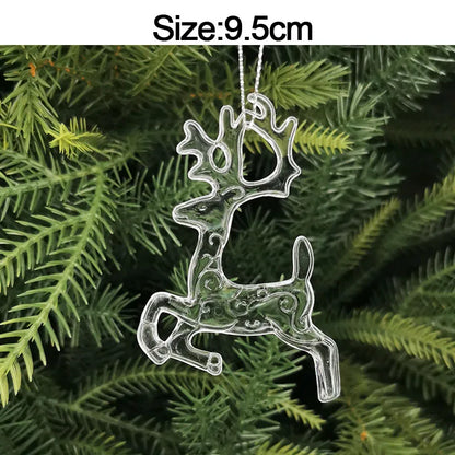 Christmas Crystal Acrylic Hanging Ornaments – 5pcs Snowflake & Elk Décor, New Year Gift