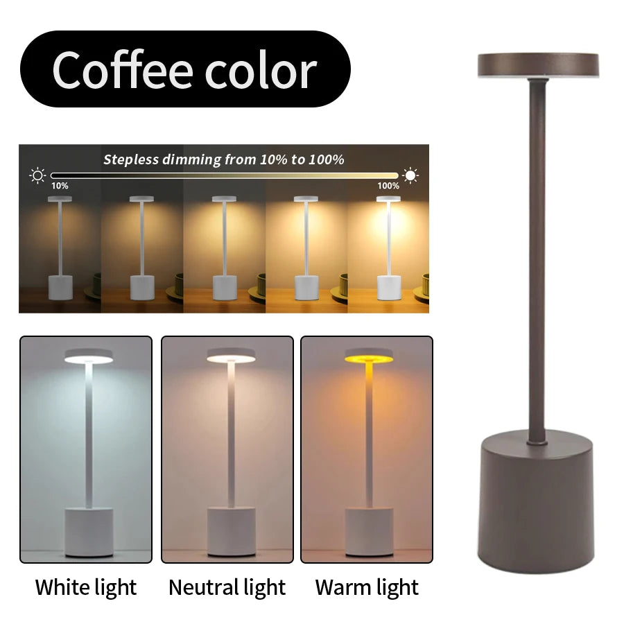 USB Rechargeable Touch Table Lamp with 3 Light Modes
