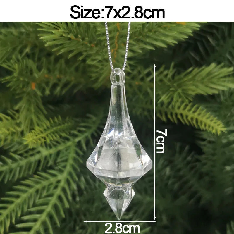 Christmas Crystal Acrylic Hanging Ornaments – 5pcs Snowflake & Elk Décor, New Year Gift