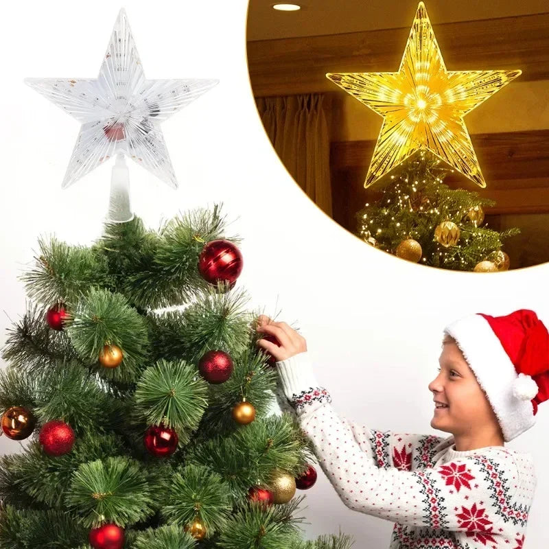 Shining LED Star for Christmas Tree Top – Radiant Xmas Night Light Decoration