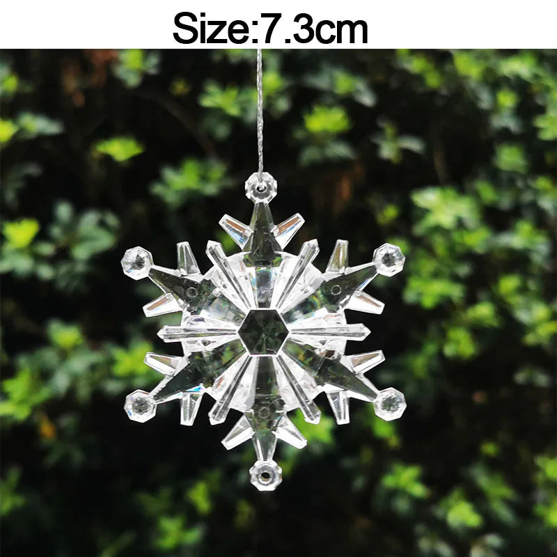 Christmas Crystal Acrylic Hanging Ornaments – 5pcs Snowflake & Elk Décor, New Year Gift