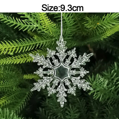 Christmas Crystal Acrylic Hanging Ornaments – 5pcs Snowflake & Elk Décor, New Year Gift