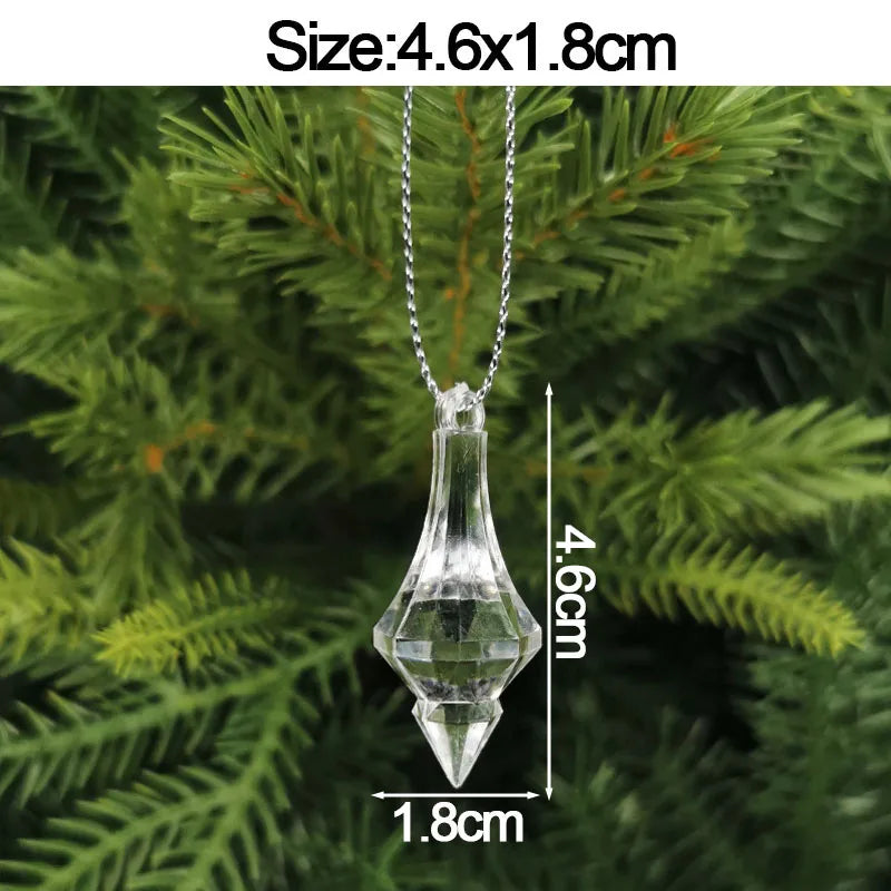 Christmas Crystal Acrylic Hanging Ornaments – 5pcs Snowflake & Elk Décor, New Year Gift