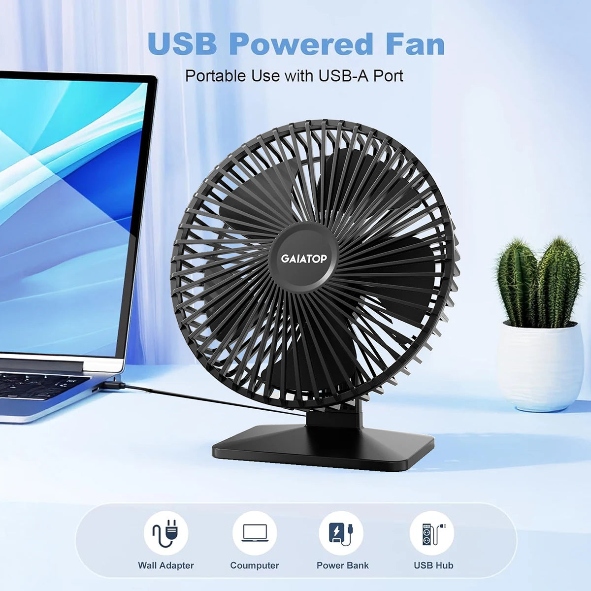 Quiet USB Table Fan – Adjustable Angle and Cool Air Flow
