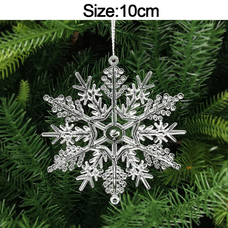 Christmas Crystal Acrylic Hanging Ornaments – 5pcs Snowflake & Elk Décor, New Year Gift